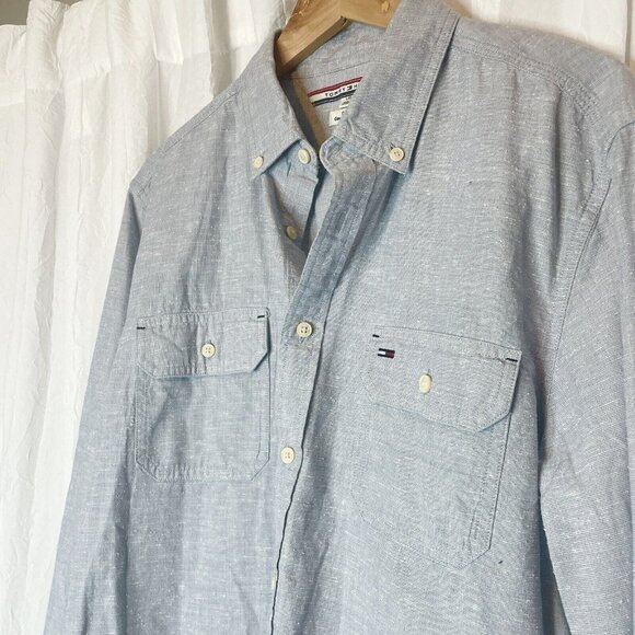 Tommy Hilfiger Size XL Men’s Button Down Custom Fit COUPE SUR MESURE Blue - Picture 4 of 9